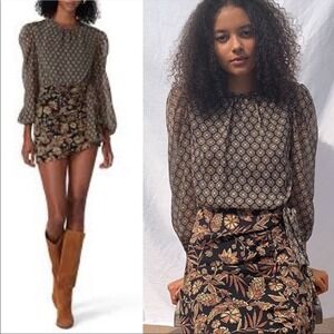 Misa Los Angeles Floral Mini Dress in Black and Brown